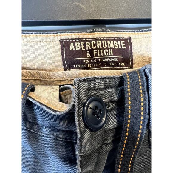 Abercrombie & Fitch Cargo Shorts Mens Sz 31 Dark Gray A&F Khaki Y2K Heavy Cotton - Picture 3 of 8